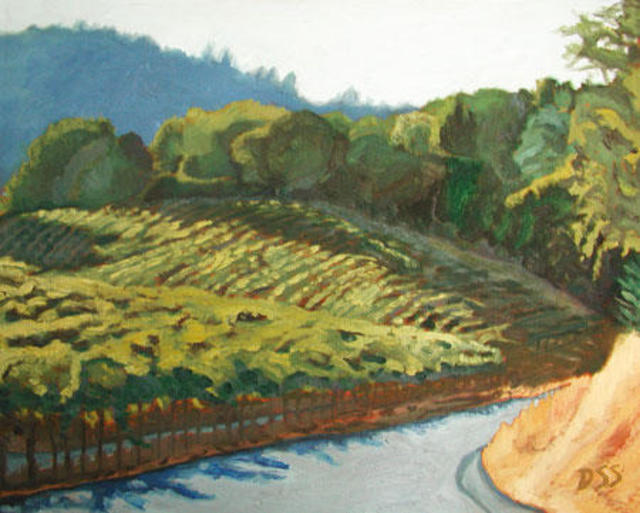 Donna Schaffer  'Last Hint Of Sun On Vineyard', created in 2001, Original Painting Oil.