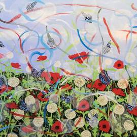 Daniel Topalis: 'Dandelion Poppy Orbs', 2014 Acrylic Painting, nature. Artist Description:               panting acrylic canvas              ...