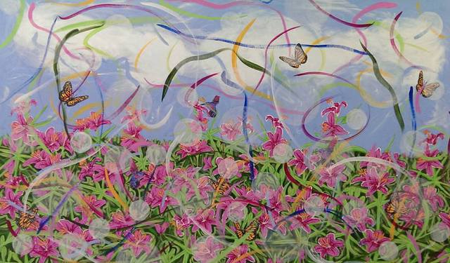 Artist Daniel Topalis. 'Pink Lily Orbs' Artwork Image, Created in 2014, Original Painting Acrylic. #art #artist