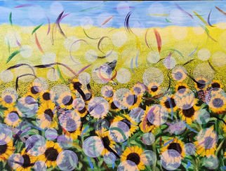 Daniel Topalis: 'Sunflower Orbs', 2014 Acrylic Painting, Botanical.         panting acrylic canvas people       ...