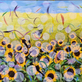 Daniel Topalis: 'Sunflower Orbs', 2014 Acrylic Painting, Botanical. Artist Description:         panting acrylic canvas people       ...
