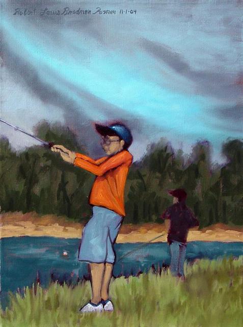 Artist Lou Posner. 'Boys Fishing' Artwork Image, Created in 2004, Original Other. #art #artist