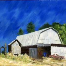 Lou Posner: 'Brown Family Barn', 1999 Oil Painting, Landscape. Artist Description: One of those days when the sky was SOOOO blue...