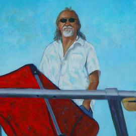Lou Posner: 'Danny on the Bow', 2013 Oil Painting, Boating. Artist Description:  Near Rockport, Indiana.  ...