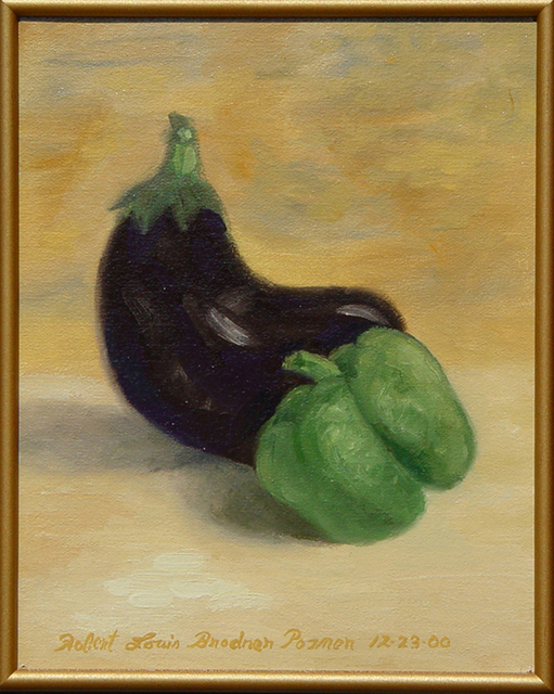 Artist Lou Posner. 'Eggplant And Green Pepper' Artwork Image, Created in 2000, Original Other. #art #artist