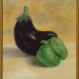 Eggplant and Green Pepper By Lou Posner