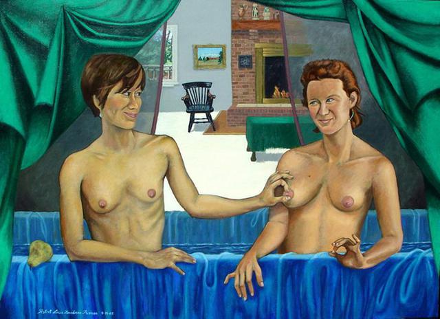 Artist Lou Posner. 'Ladies In The Bath' Artwork Image, Created in 2005, Original Other. #art #artist