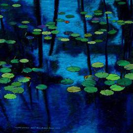 Lou Posner: 'Lily Pads', 2005 Oil Painting, Landscape. Artist Description: . . . for Monet...