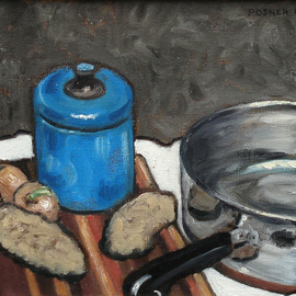 Lou Posner: 'Onions and Potatoes I', 1984 Oil Painting, Food. Artist Description: Given to Ernest and Melanie Chacon, Los Angeles, California.  Collection of Melanie Chacon, Indianapolis, Indiana.  NFS....