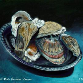Oysters Shells on Silver Salver By Lou Posner