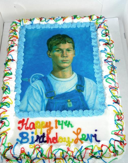 Lou Posner  'Portrait Of Levi Hilgenhold In Bib Overalls Done As Birthday Cake', created in 2008, Original Other.