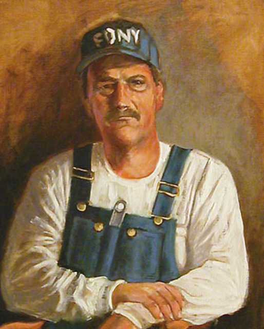 Lou Posner  'Portrait Of Mark LeClere In Bib Overalls', created in 2002, Original Other.