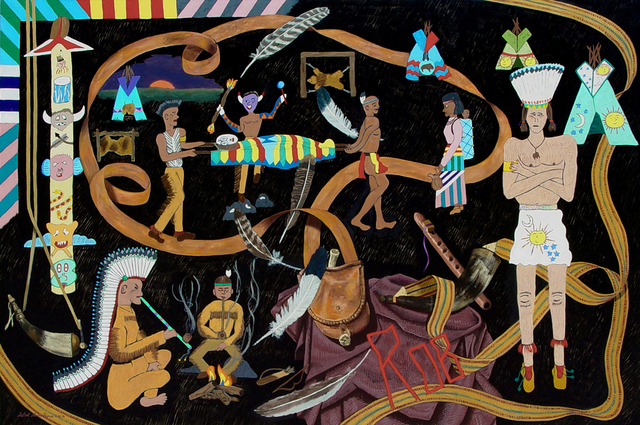 Lou Posner  'Rob And The Indians II', created in 1996, Original Other.