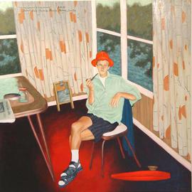 Lou Posner: 'The Beginnings of Chlamydia', 2004 Oil Painting, Satire. Artist Description: Self- portrait of the artist 38 years ago.  I was soon to develop the venereal disease, chlamydia.  I had been 100% faithful to my girlfriend, but SHE must have had sex with someone else and then infected ME.  At the time I did not suspect her because I ...