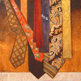 Lou Posner: 'The Ties That Bind', 1981 Oil Painting, Satire. Artist Description: ELS stands for the Emerson Literary Society, a fraternity, founded by Ralph Waldo Emerson, at Hamilton College, Clinton, NY.  In the mid 1970s the college administration decided to abolish and destroy ELS, along with all the other fraternities on campus.The artist was a member and officer of ...