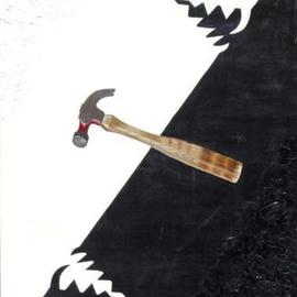Lou Posner: 'The Trenton Elkhart Axis', 1976 Oil Painting, Representational. Artist Description: A hammer can be a tool or a weapon. ...