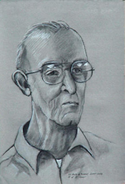 Artist Lou Posner. 'Uncle Al Munchel   Charcoal Portrait' Artwork Image, Created in 2003, Original Other. #art #artist
