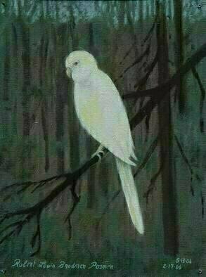 Lou Posner: 'White Bird   Unintended Selfportrait', 2006 Oil Painting, Animals. I looked out my studio window on a cold, gray, overcast day in February and saw this.  Done from memory.  Oil on canvas board. ...