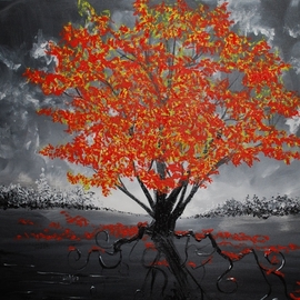 Stefan Duncan: 'blaze in the twilight', 2017 Acrylic Painting, Trees. Artist Description: Acrylic, tree, contemporary, impressionism, spiritual, Light, mystical...