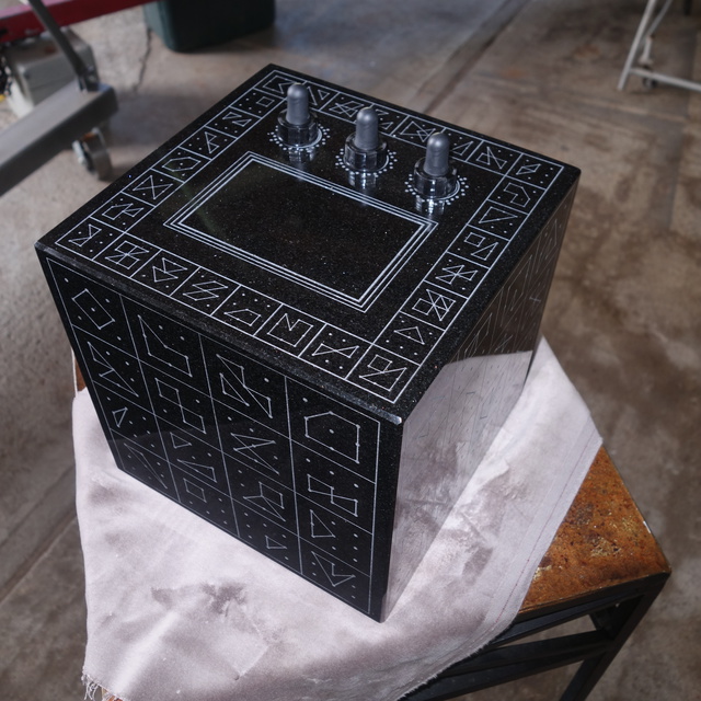 Duncan Laurie  'Radionic Cube F6', created in 2016, Original Sculpture Granite.