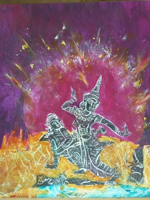 Artist Dune Tencer. 'Cosmic Dance' Artwork Image, Created in 2012, Original Mixed Media. #art #artist