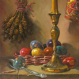 Dusan Vukovic: 'Decorating Easter Eggs', 2013 Oil Painting, Religious. Artist Description:  This is poetic realism. . .  ...