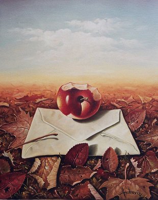 Dusan Vukovic: 'Message', 2012 Oil Painting, Surrealism. 
