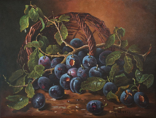 Dusan Vukovic  'Plums', created in 2012, Original Painting Oil.