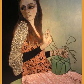 Bozena Dusseau Labedz: 'PRESENT', 2004 Oil Painting, Figurative. Artist Description:    PAINTING NR: 0105XX1  TITLE: PRESENT- 2009  - DIM: 100 X 120 CM. - OIL ON CANVAS ...