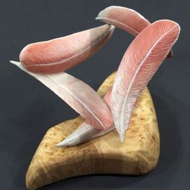 Debra Zelenak: 'Flamingo Flight', 2009 Wood Sculpture, Birds. Artist Description:    bird, birds, stylized, sculpture, feathers, nature, woodcarving        ...