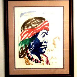 Jack Earley: 'Apache', 1990 Other Painting, Americana. Artist Description: This expressive portrait is painted in sumi- e ink on hand- made rice paper, with triple acid- free matting and a rich mahogany frame with uv conservation glass....