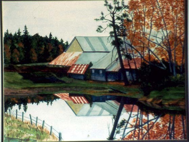 Artist Ralph Eastland. 'Cowichan Bay Barns' Artwork Image, Created in 2002, Original Watercolor. #art #artist
