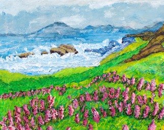 Richard Wynne: 'Big Sur', 2011 Oil Painting, Landscape.     Oil_ sea side_ california- landscape- big sur- wiild flowers_ representational ...