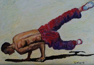 Richard Wynne: 'Break Dancer', 2010 Other Painting, Dance.  mixed medium on canvas_ 14X20