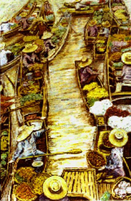 Artist Richard Wynne. 'Floating Market' Artwork Image, Created in 2001, Original Photography Color. #art #artist