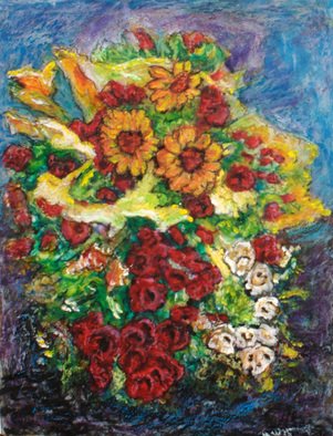 Richard Wynne: 'Floral Study', 2011 Mixed Media, Floral.   floral_ boquet_ Statter Brothers_ still life_ flowers_ colorful_ red_ yellow_ ...