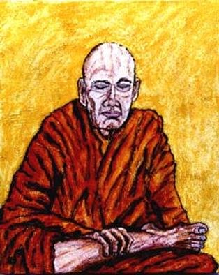 Richard Wynne: 'Monk number one', 1999 Oil Painting, Religious. This is another study of my favorite monk. He is a very wise and kind man. He is at peace in his soul and it shows in his face. I find the contrast between the bright colors of his robe and his calm face fascinating. ...