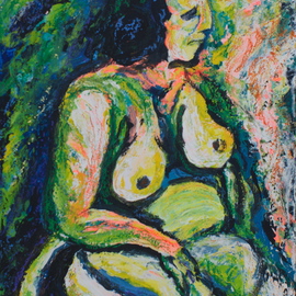 Richard Wynne: 'Nude', 2010 Other Painting, nudes. Artist Description:   mixed mediums on board_ street scene_ townscape_ urban scene_ rain  ...