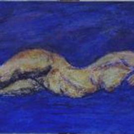 Richard Wynne: 'Nude number one', 1999 Oil Painting, nudes. Artist Description: : This is another painting done while my Chinese friend sat and talked. Its from one of my many sketch books. When I get burnt out from painting I review drawings in my sketch books. This was originally a charcoal figure study. Why is it blue? Why not? Maybe ...