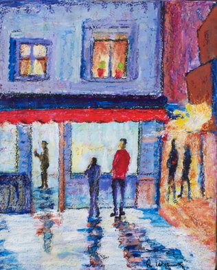 Richard Wynne: 'Window Shopping', 2010 Other Painting, Urban.  mixed medium on canvas_ urban night scene_  ...