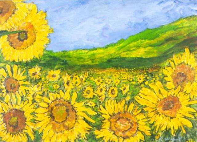 Artist Richard Wynne. 'Sunflowers Lop Burri Thailand' Artwork Image, Created in 2005, Original Photography Color. #art #artist