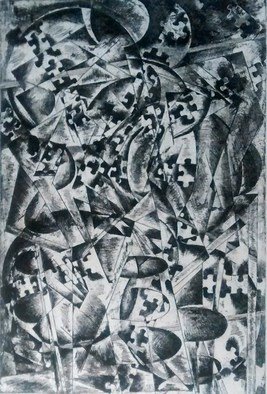 Edelweiss Calcagno: 'Illusion', 2015 Etching, Conceptual.  Cubist ...