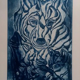 Edelweiss Calcagno Artwork The Guardians, 2014 Etching, Animals