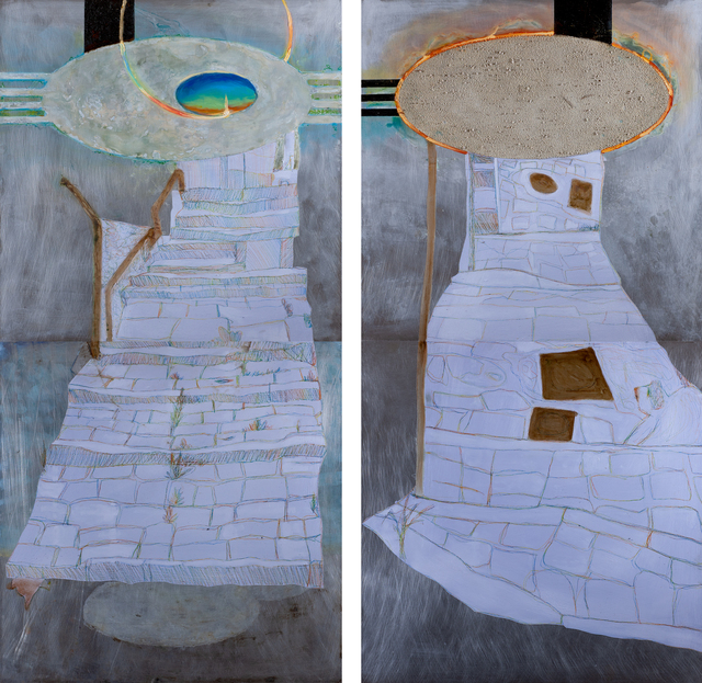 Edem Elesh  'The Anthropocene Stairway', created in 2018, Original Pastel.