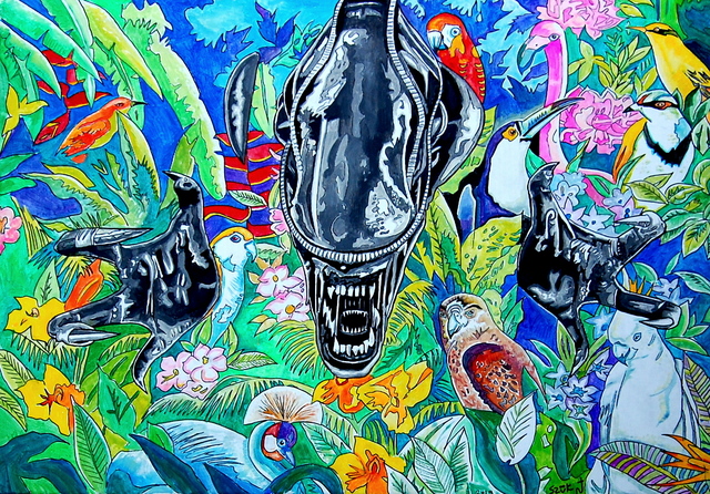 Artist Norbert Szuk. 'Balinese Alien' Artwork Image, Created in 2020, Original Painting Acrylic. #art #artist