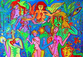 Norbert Szuk: 'love and peace', 2020 Acrylic Painting, Ethnic. canvas...