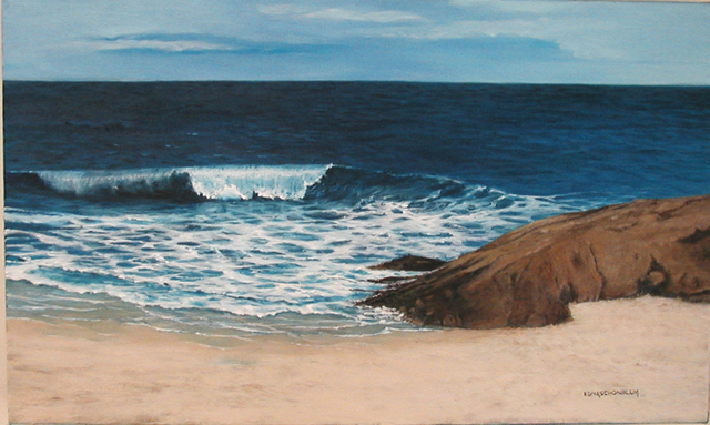 Edna Schonblum  'Arpoador Beach', created in 2007, Original Painting Oil.