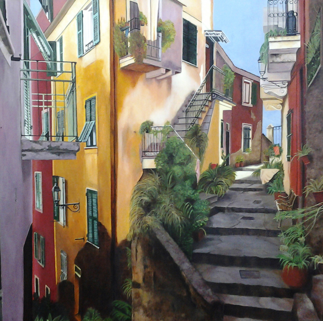 Artist Edna Schonblum. 'Cinque Terre' Artwork Image, Created in 2014, Original Painting Oil. #art #artist