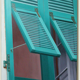 Edna Schonblum: 'Windows  green', 2012 Oil Painting, Urban. 