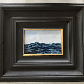 Edna Schonblum: 'little home', 2022 Oil Painting, Seascape. Artist Description: a small view from a high sea...